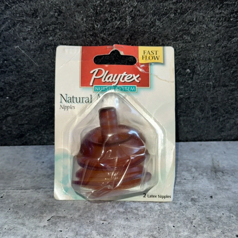 Vintage Playtex Natural Action Flat Top Latex Baby Bottle Nipples Fast Flow  (m)